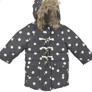 Gap Kids Puffer Hood Winter Faux Fur Coat Jacket Black Toddler Girl Size 3 Years